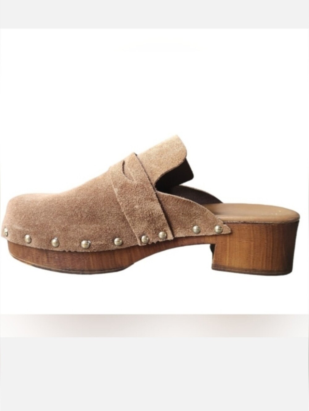 AVELLINI Suede Loafer Style Heeled Clogs Made in Italy In Brown Size 9